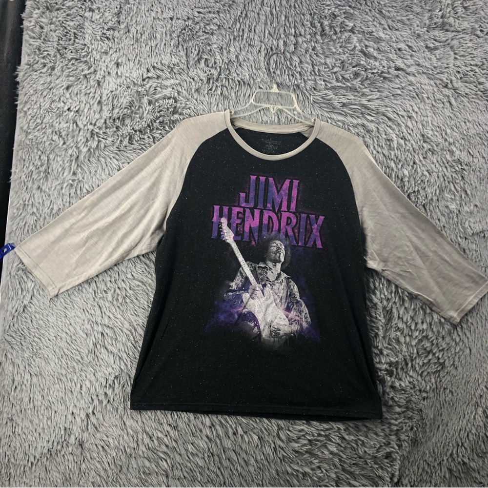 Jimmy Hendrix Tshirt Unisex 2XL Spellout Guitar Picture Heathered Baseball